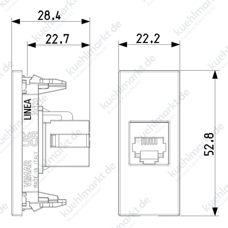 Vimar Linea Telefondose RJ11 6/4 1 Modul Schwarz 30320.G