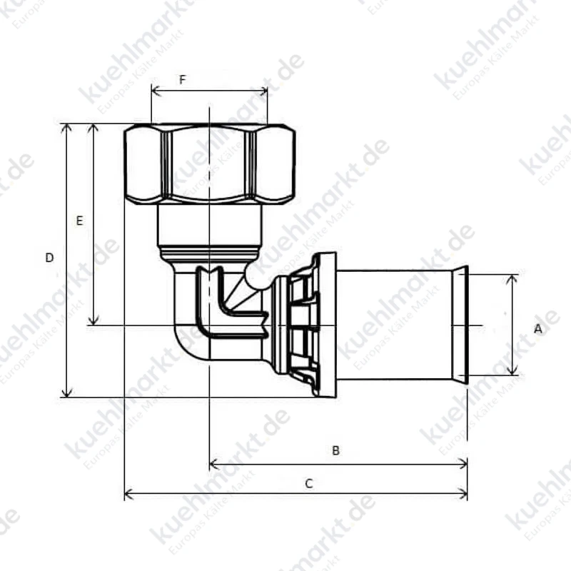 Ape Winkelverschraubung mit Drehgelenk 1/2 x 20 mm Messing ARL7253200