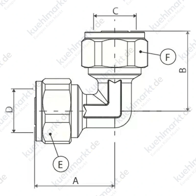 Ape Winkelverschraubung D 26 x 26 mm Messing 3751F002626