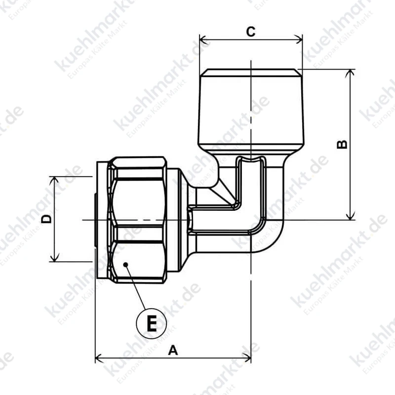 Ape Winkelverschraubung A 1/2 x 16 mm Messing 3753F121620