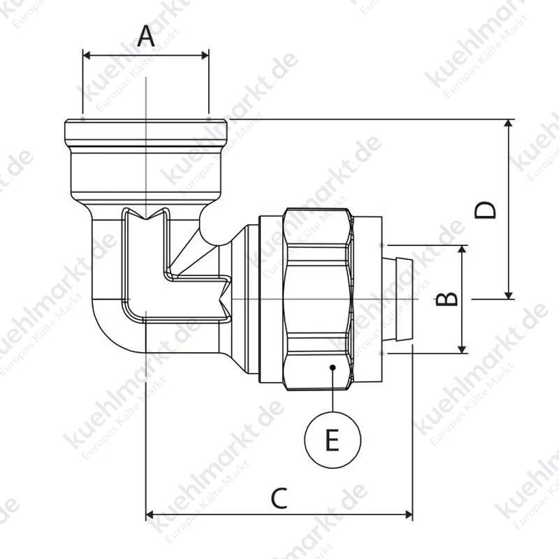 Ape Winkelverschraubung I 1 Zoll x 32 mm Messing 3752L00132