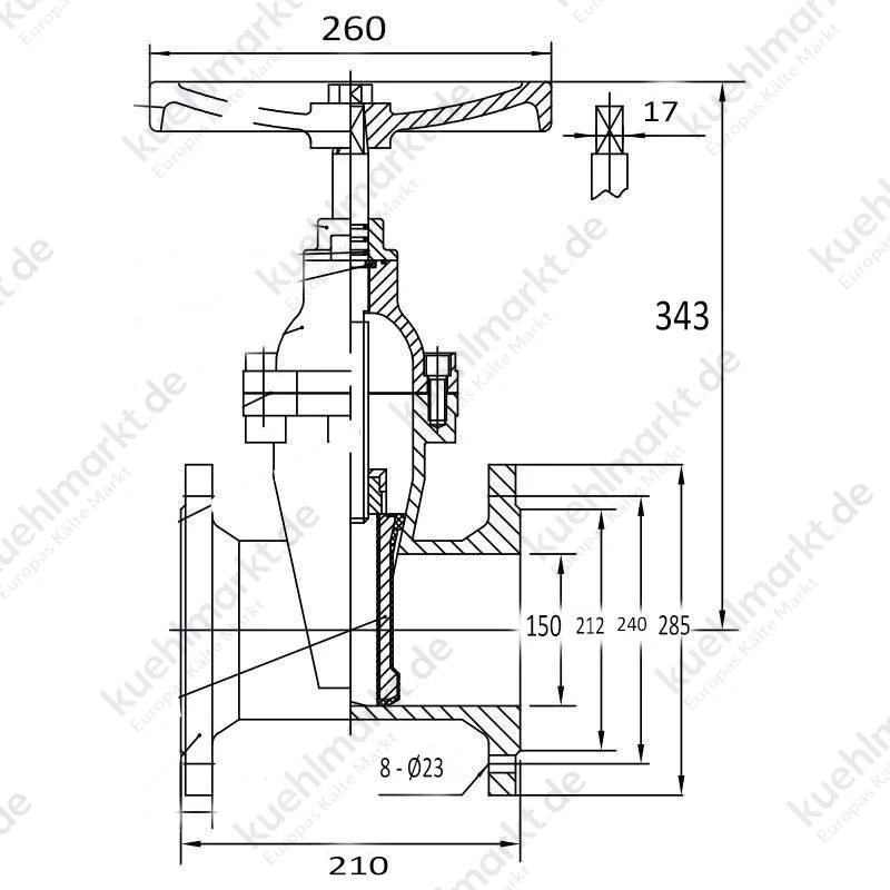 BF Control Flachschieber PN16 150 mm 6 Zoll Gusseisen BS160150