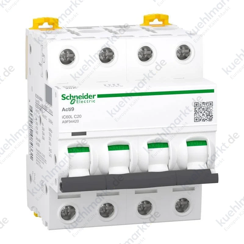 Schneider Leitungsschutzschalter iC60L 4P 20A 15KA C-Kurve 4M A9F94420