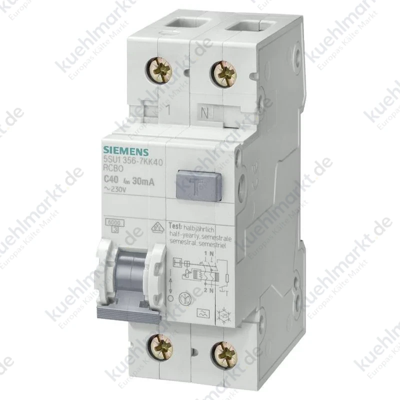 Siemens FI-LS-Schalter 6A 1P+N 4,5 kA 30mA A Kurve C 2M 5SU13537KK06