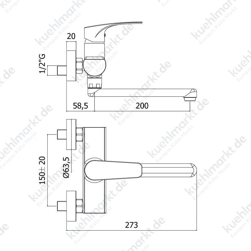 Paffoni Lime Küchenarmatur Wandmontage mit geradem Auslauf LM161CR