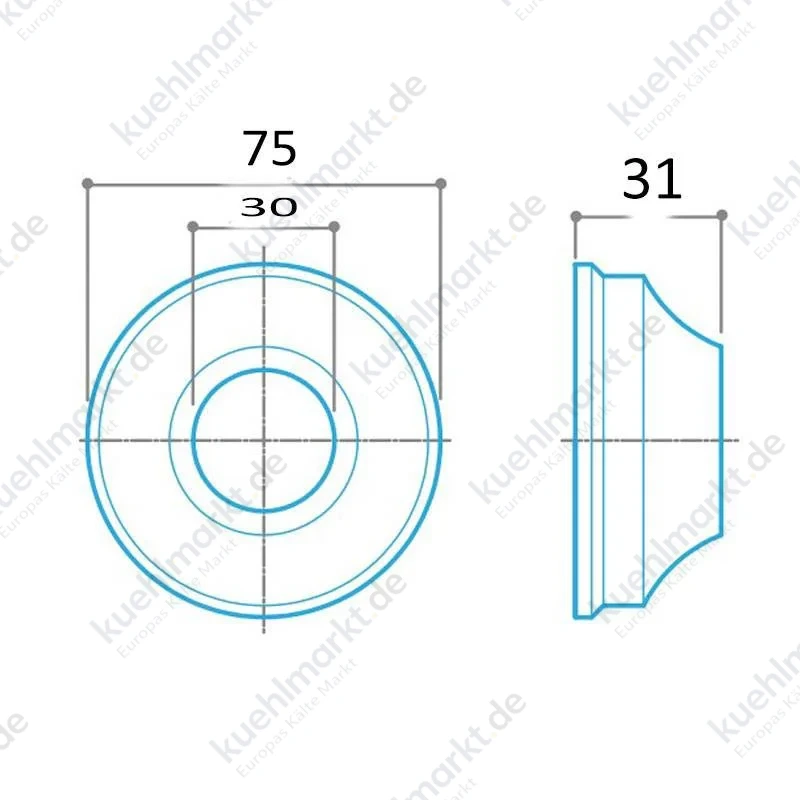Luxor gleitende Abdeckung mit 75x30 mm Loch verchromt 30090030CF