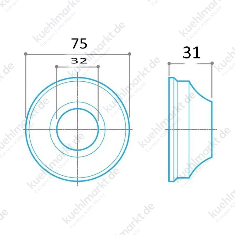 Luxor gleitende Abdeckung mit 75x32 mm Loch verchromt 30090032CF