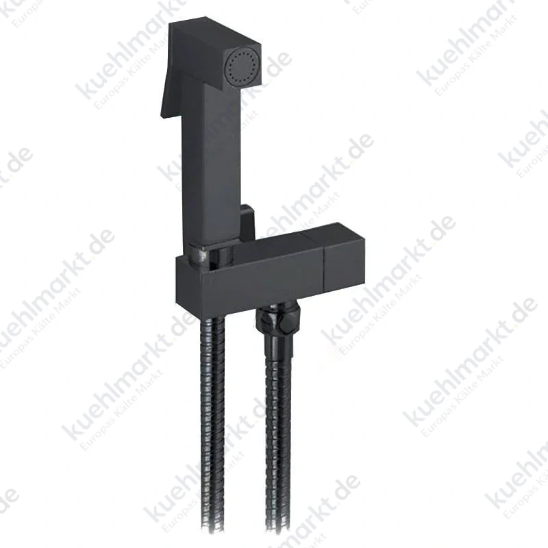 Mc quadratisches Dusch-WC-Set mit shut off Brause und Wasserhahn Farbe Schwarz