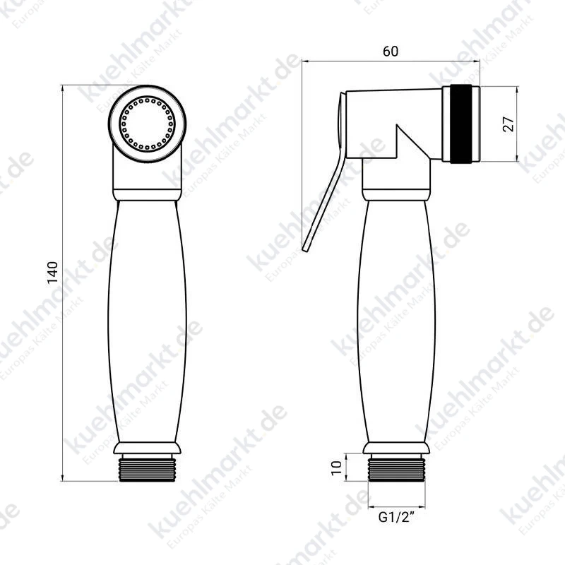 Salome shut off Dusch-WC mit Griff aus verchromtem Messing