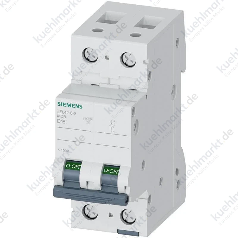 Siemens LS-Schalter 16A 2P 10KA D Kurve 2 Module 5SL42168
