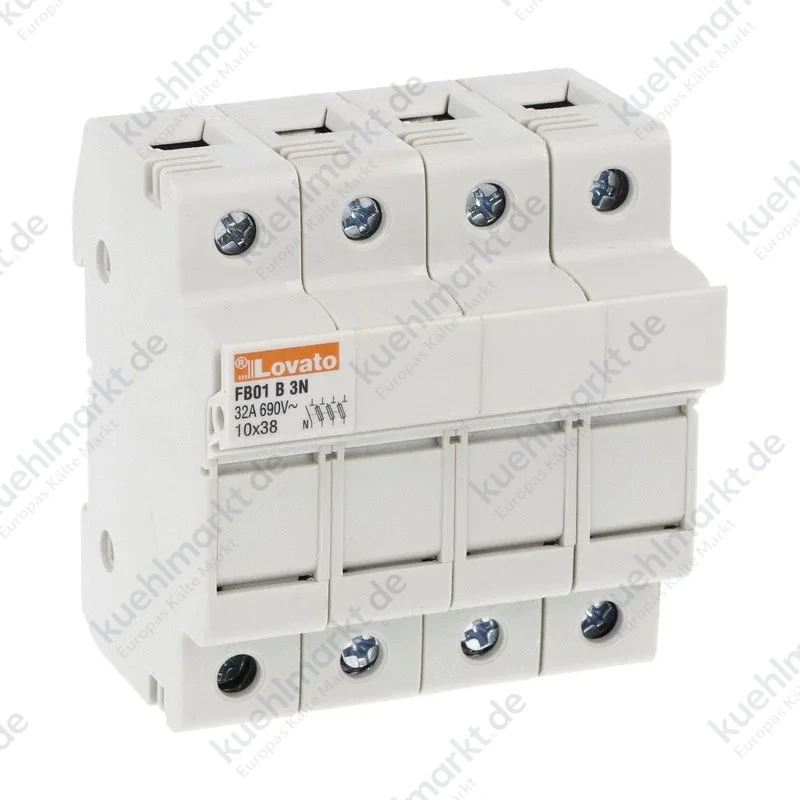 Lovato Sicherungshalter 3 Pole + Nullleiter 32A 10X38mm 4 Module FB01B3N