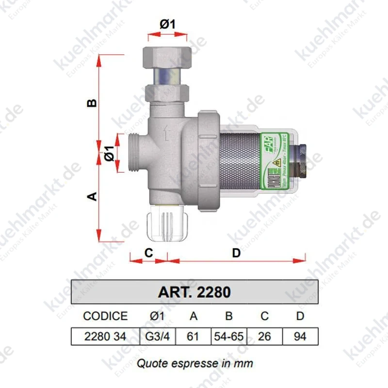 Far 2280 Pocketfar verchromter Deflektorfilter für thermische Systeme 2280 34