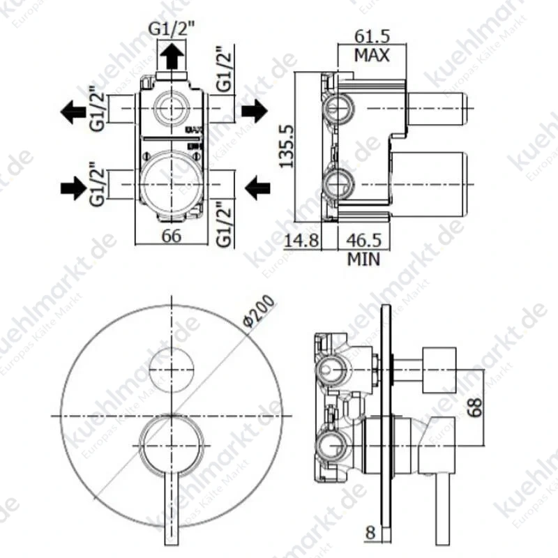 Paffoni Stick Unterputz Duschmischer mit 3 Ausgängen SK019CR