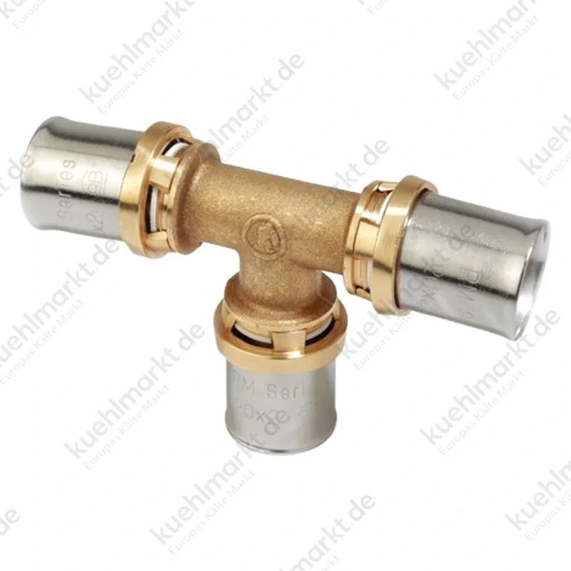 Giacomini Pressfitting reduziertes T-Stück 16x20x16x2 mm Messing RM151Y045