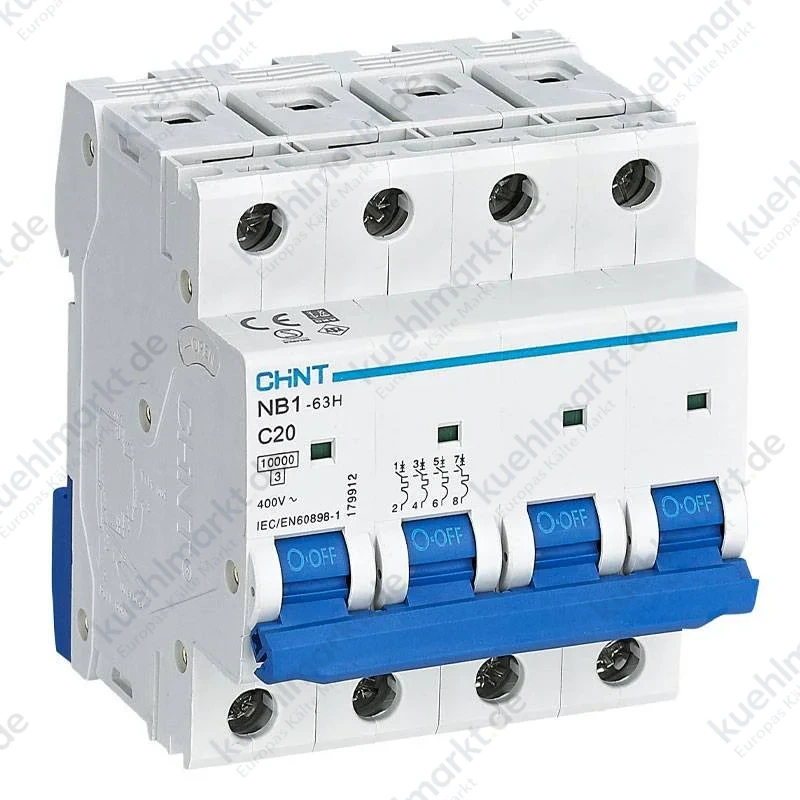 Chint Leitungsschutzschalter NB1-63H 4P 20A 10kA C 4 Module 179912