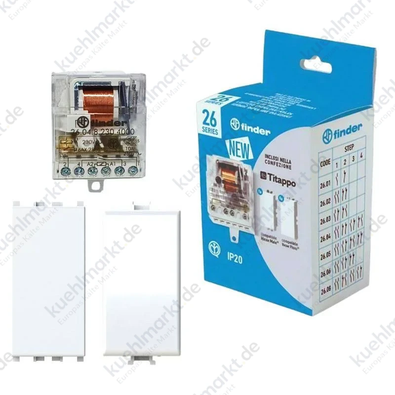 Finder Bausatz mit Relais 260482304000 und zwei Matix- und Vimar- Blindmodulen