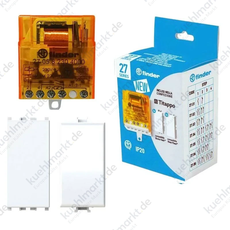 Finder Bausatz mit Relais 270582304000 und zwei Matix- und Vimar-Blindmodulen