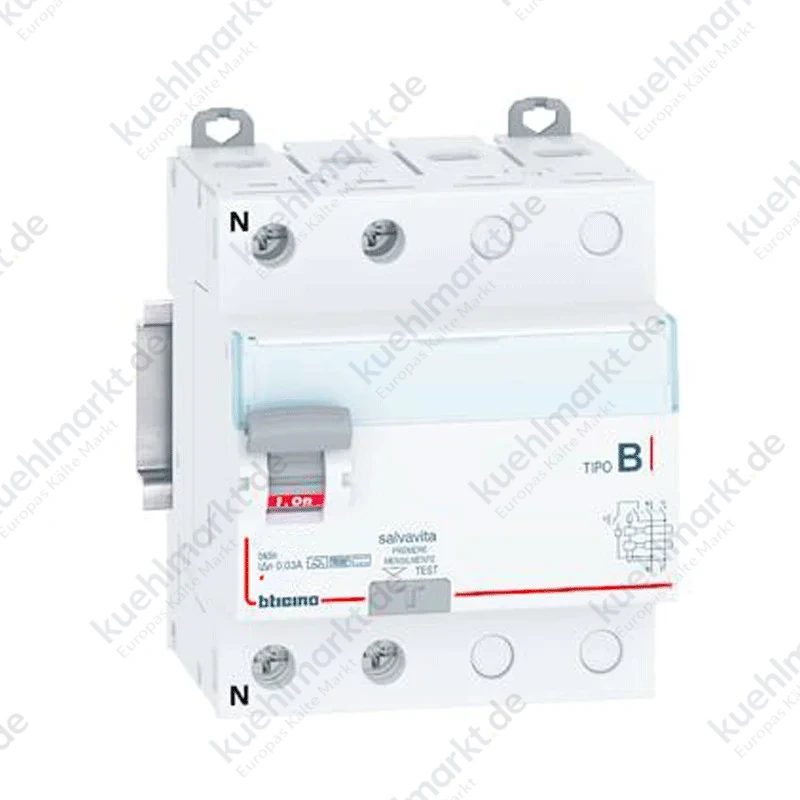 Bticino Fehlerstrom-Schutzschalter 63A 2-poliger 300mA Typ B 4 Module G724B63