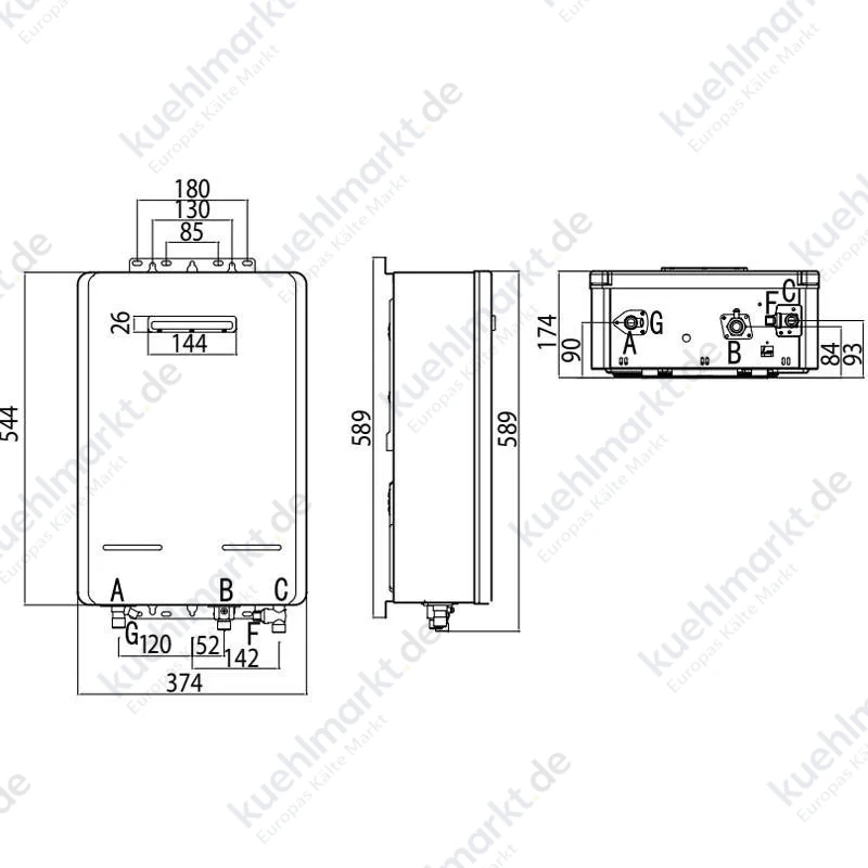 Chaffoteaux Avenir Plus LNX 16 Liter LPG-Warmwasserspeicher für Außenbereich 3632469