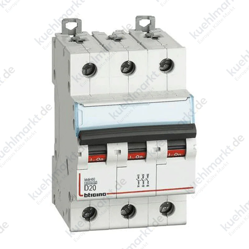 Bticino LS-Schalter 20A 3 Pole 6KA Kurve D 3 Module FN83D20