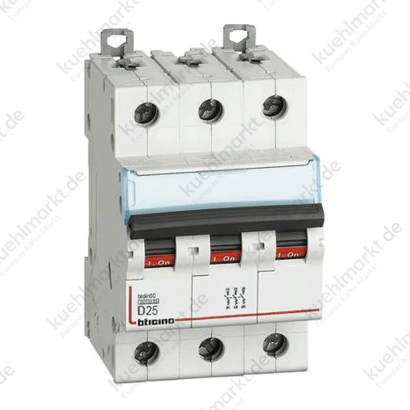 Bticino LS-Schalter 25A 3 Pole 6KA Kurve D 3 Module FN83D25