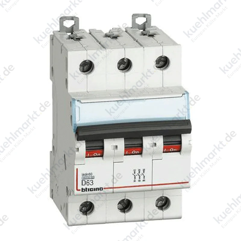 Bticino LS-Schalter 63A 3 Pole 6KA Kurve D 3 Module FN83D63