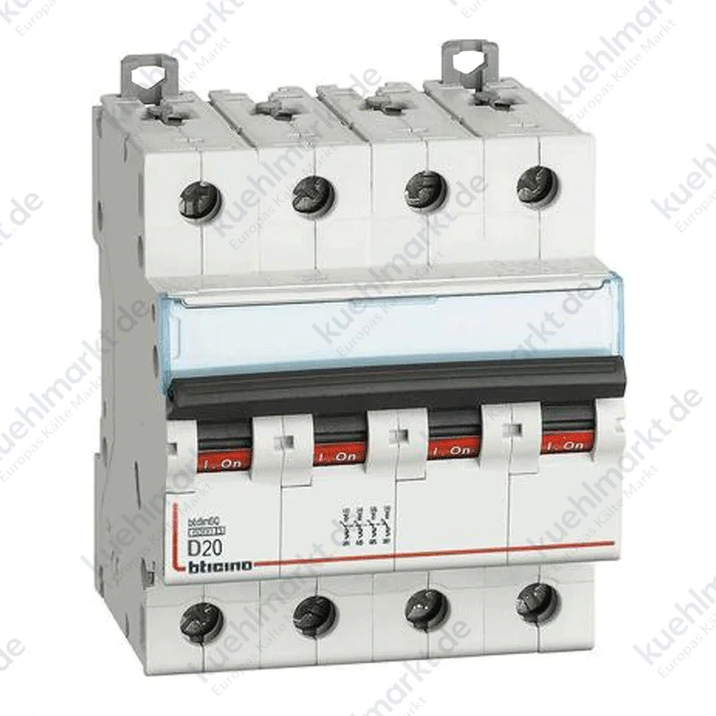 Bticino LS-Schalter 20A 4-polig 6KA Kurve D 4 Module FN84D20