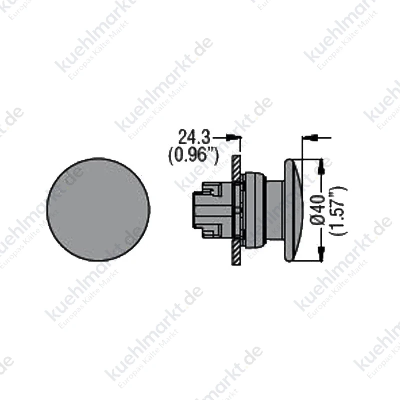 Lovato Platin 40mm Pilz Knopf Rot LPSB6144