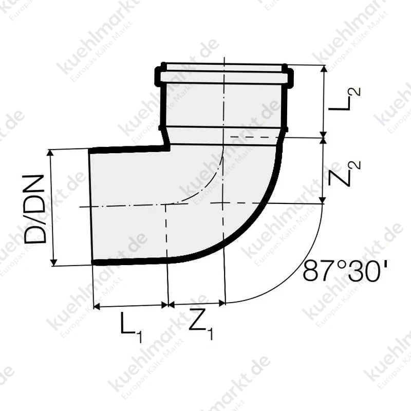 Valsir Triplus Bogen 87 Grad 30' in PP D 50 mm VS0650429
