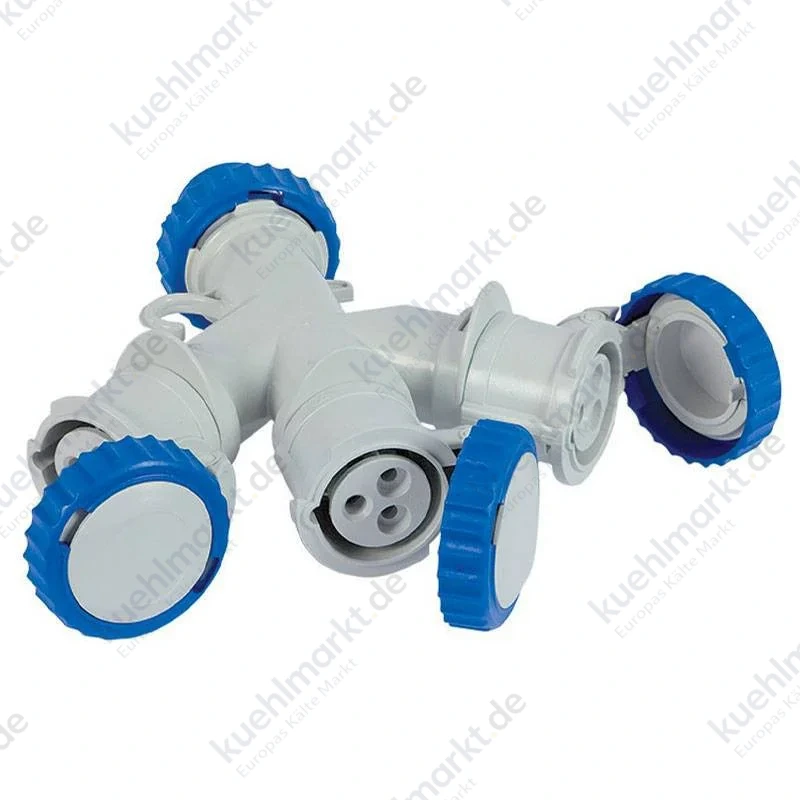 Fanton Industrie-Steckeradapter 3 Steckdosen 230V IP67 blau 73120