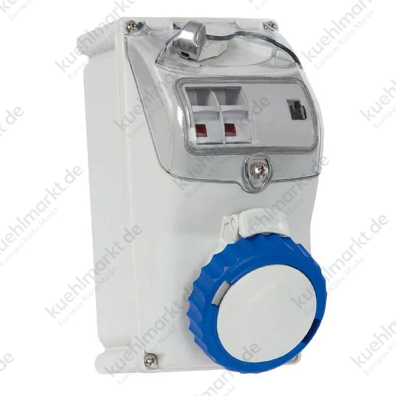 Fanton Industrie-Steckdose Sicherungshalter 2P+E 16A 230V IP67 blau 73350
