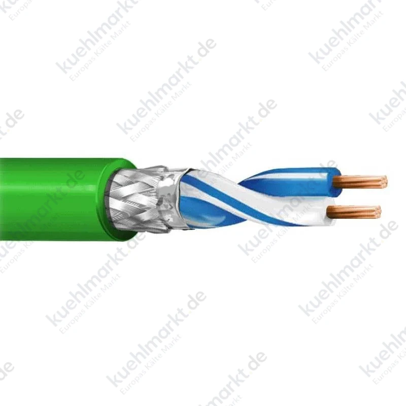 Abgeschirmtes Kabel 1x2 mmq AWG24 für RS485/MODBUS LSZH grün 100 Meter