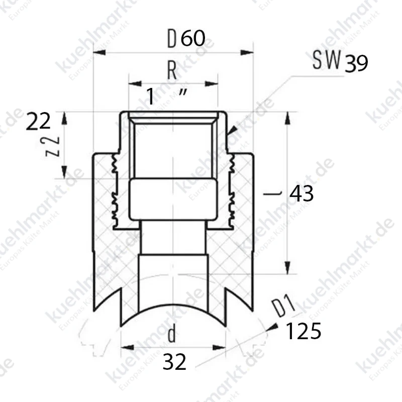 Aquatherm Gewindekupplung 125x32 1 Zoll Innengewinde 1030125144