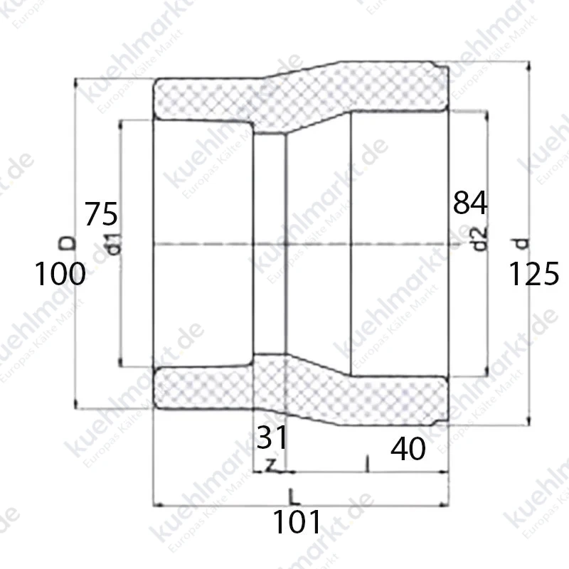 Aquatherm Reduzierstück A/I 125X75 für Heizungs-/Sanitäranlagen 1040125049