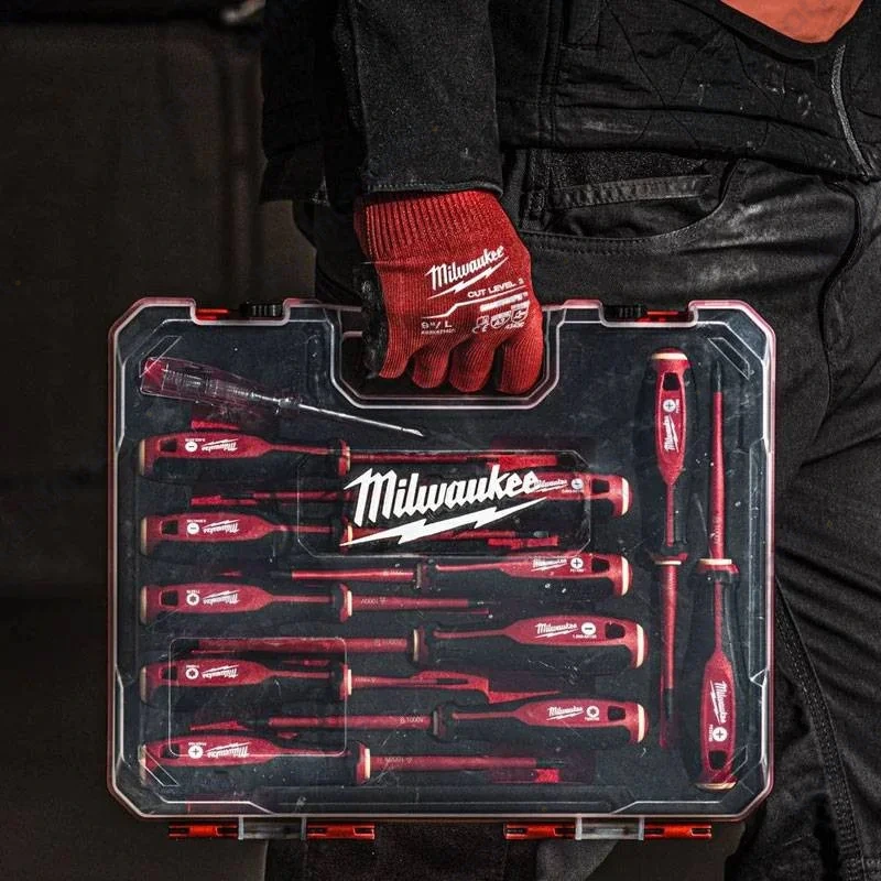 Set Isolierte Schraubendreher 1000V AC Milwaukee Rutschfester Griff 12-tlg. 4932479095