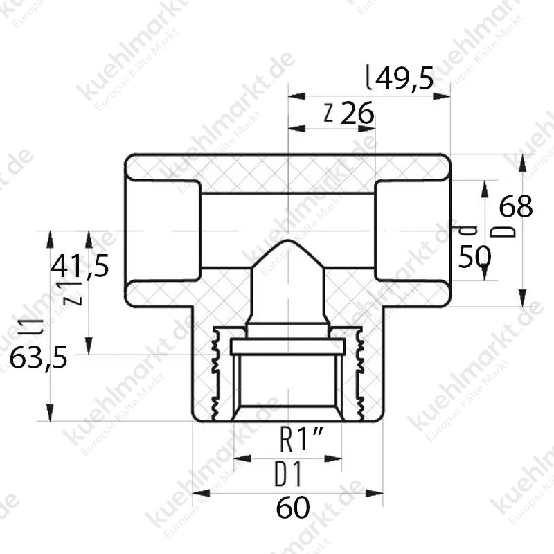 Aquatherm Reduziertes T-Stück mit Innengewinde D 50 1 Zoll I 1060050151