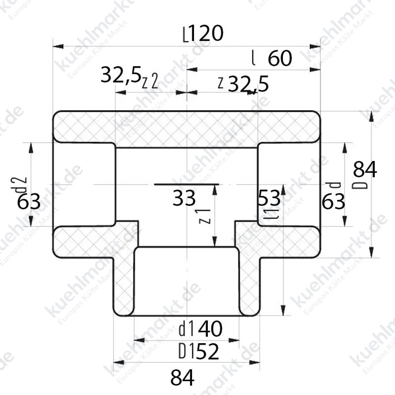 Aquatherm Reduziertes T-Stück 63X40X63 1060063054