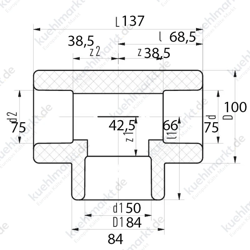 Aquatherm Reduziertes T-Stück 75X50X75 1060075060