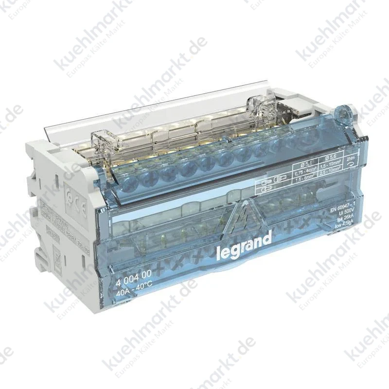 Modularer zweipoliger Verteiler Legrand 2P 40A 230Vac 6 Module 400400