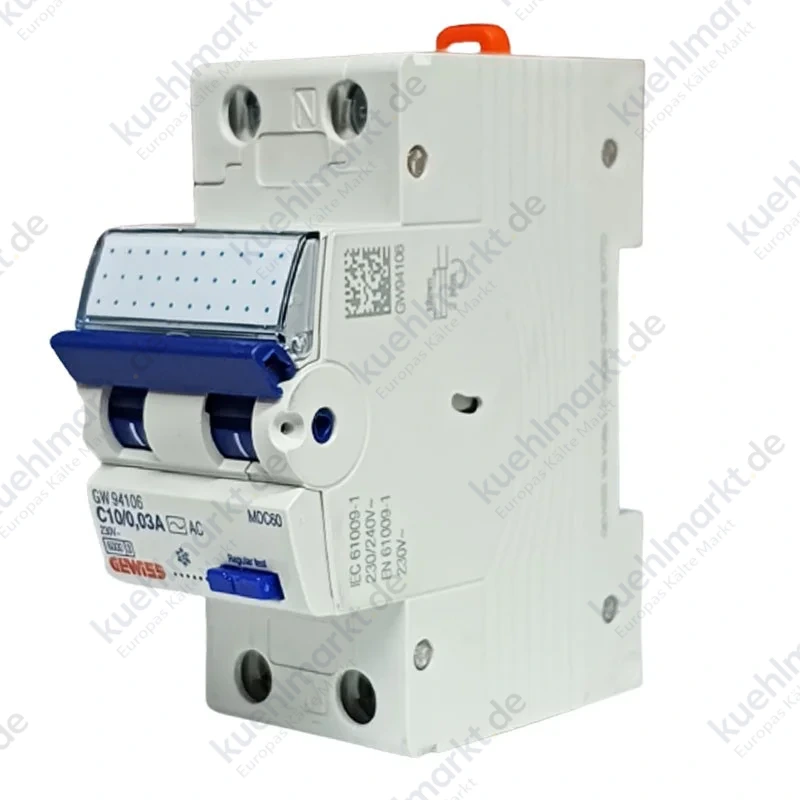 Gewiss Fehlerstrom und Leitungsschutzschalter 10A 1P+N 30MA AC 6KA 2 Module GW94106
