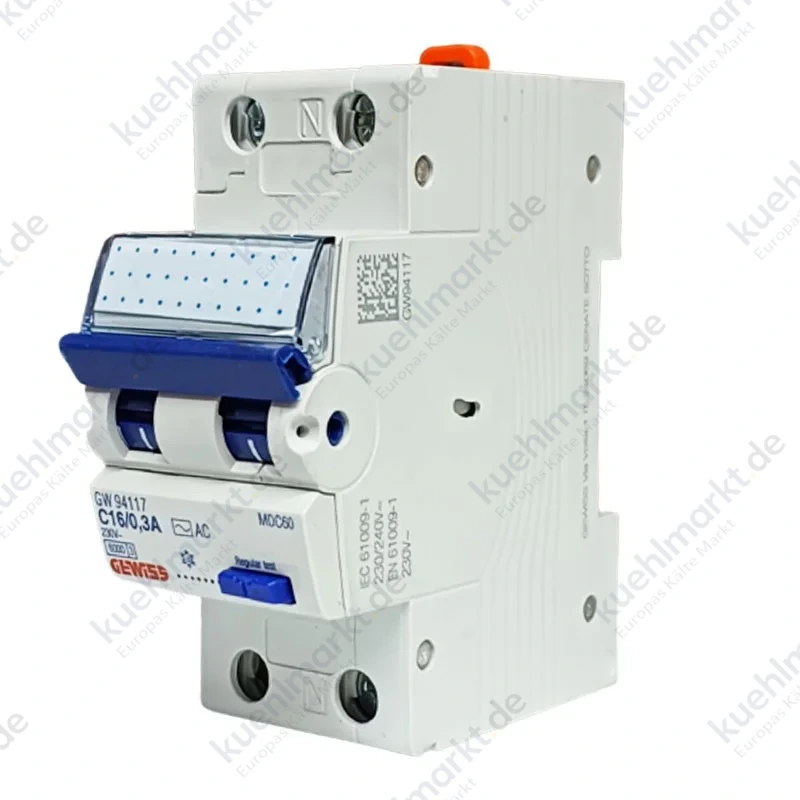 Gewiss Fehlerstrom und Leitungsschutzschalter 16A 1P+N 300MA AC 6KA 2 Module GW94117