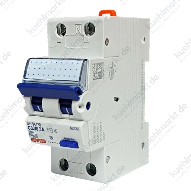 Gewiss Fehlerstrom und Leitungsschutzschalter 32A 1P+N 300MA AC 6KA 2 Module GW94120
