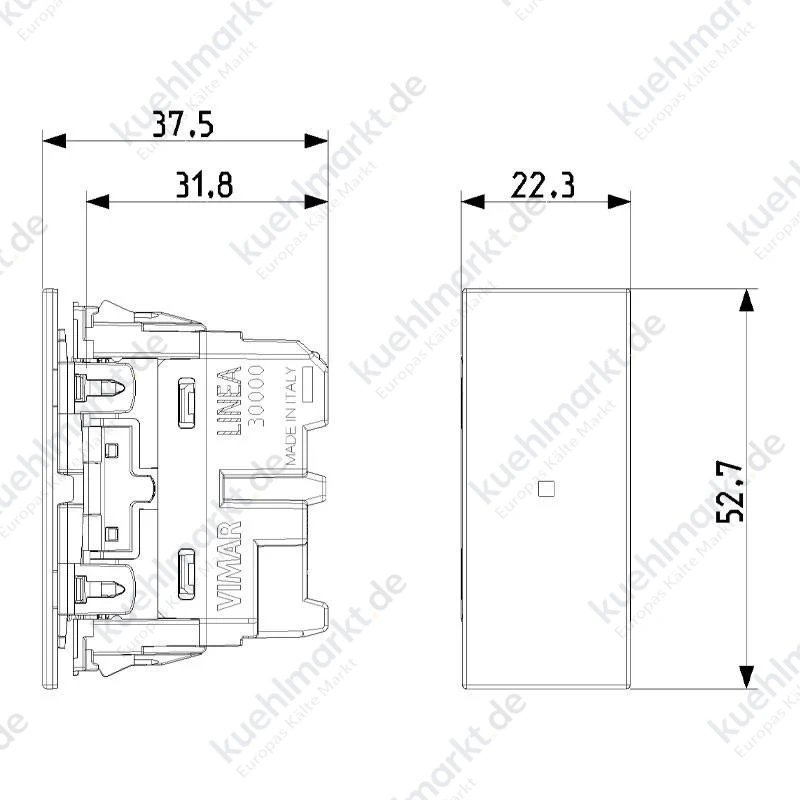 Vimar Linea Axial-Schalter 1P 10AX 250V Beleuchtbar Hanf 30000A.C