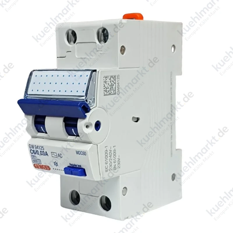 Gewiss Fehlerstrom und Leitungsschutzschalter 6A 2P 30MA AC 6KA 2 Module GW94125