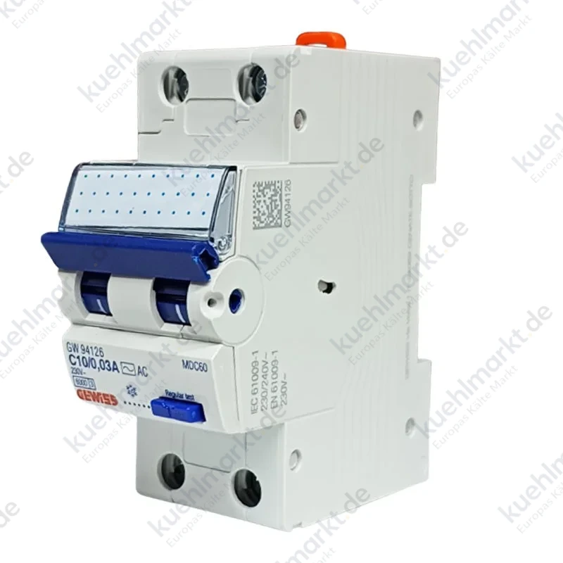 Gewiss Fehlerstrom und Leitungsschutzschalter 10A 2P 30MA AC 6KA 2 Module GW94126