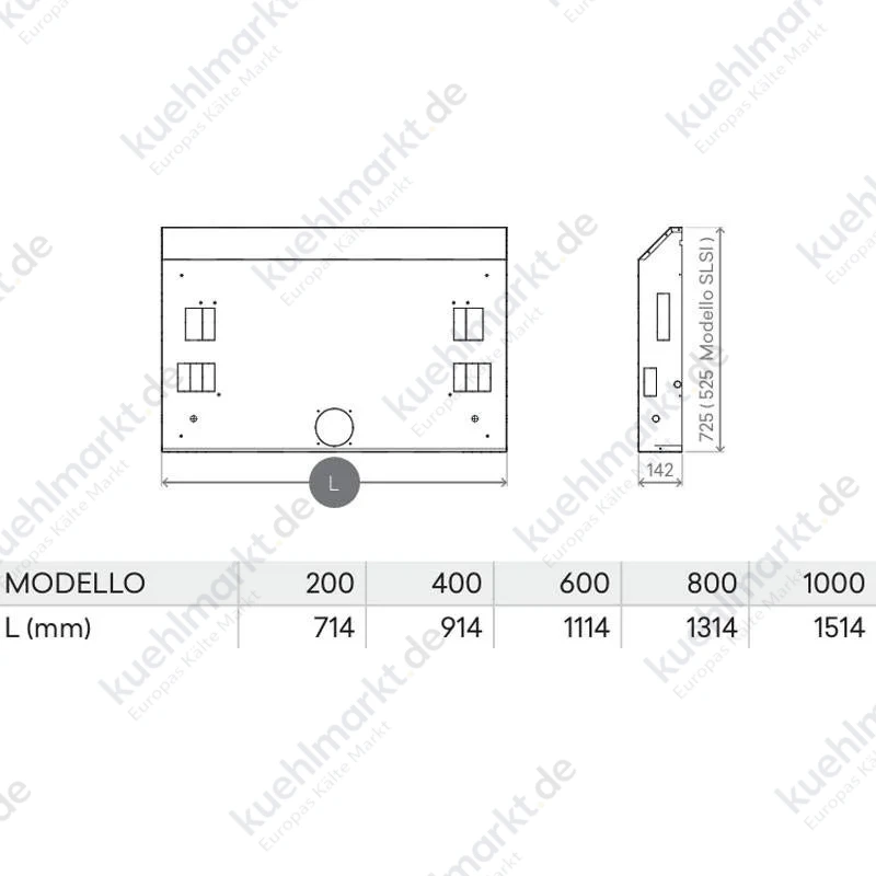 Innova Schalung für den Einbau von Fancoil Serie SLI/RSI 800 L00571II