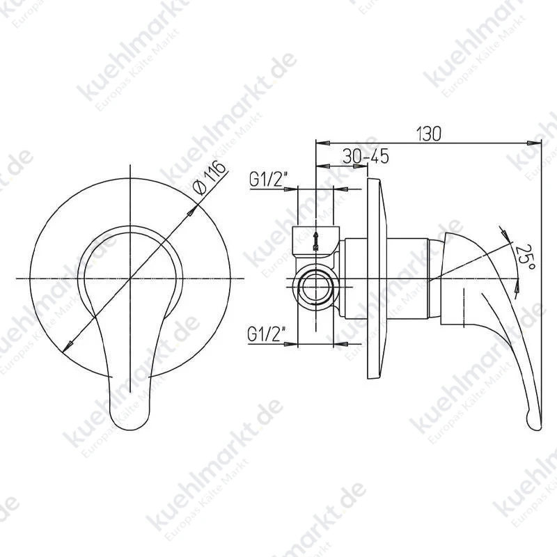 Paini Creta Unterputz-Duschbatterie aus verchromtem Messing 42CR690