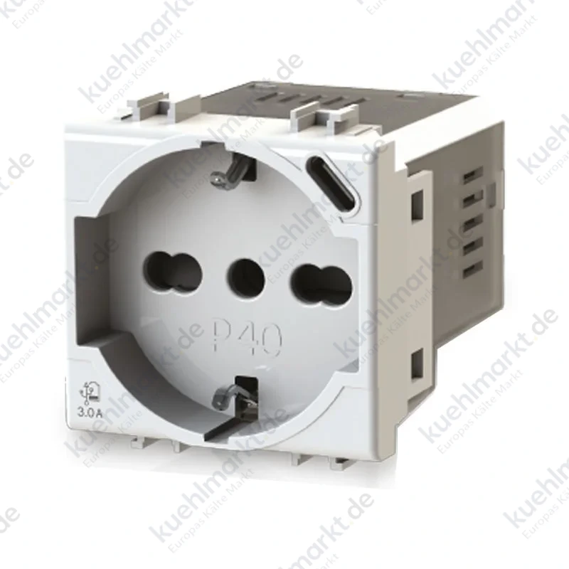 4Box zweipolig und Schuko Steckdose P40 Buchse mit USB 3.0A Bticino Matix 4B.AM.P40