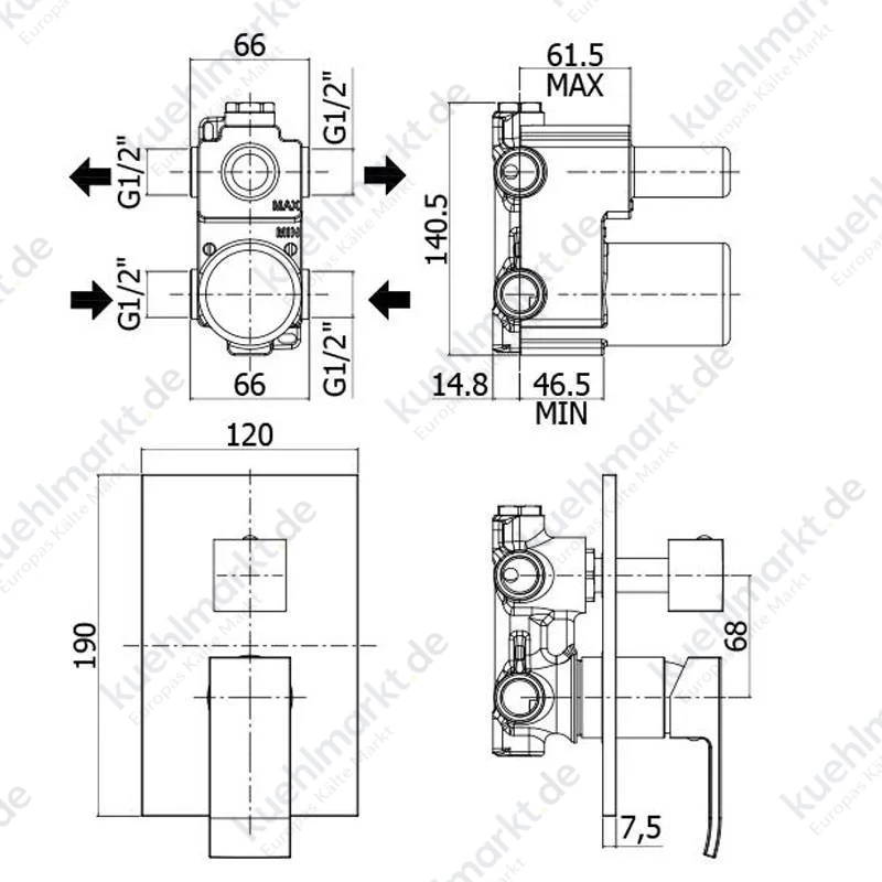 Paffoni Level Unterputz-Duscharmatur mit 2 Ausgänge Chrom LES018CR