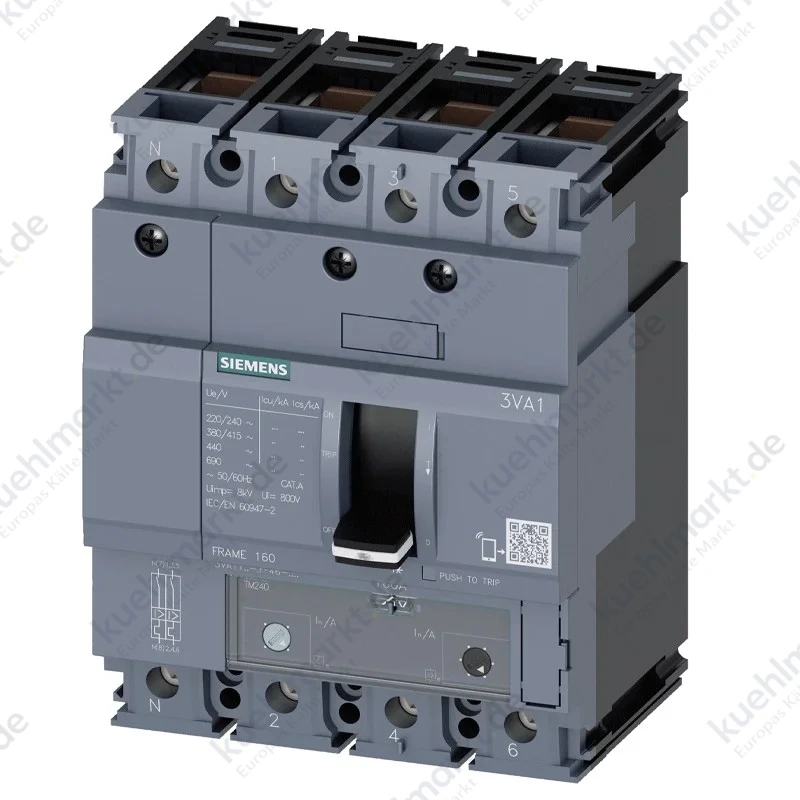 Siemens 3VA1 125A 4-poliger Trennschalter mit vergossenem Gehäuse 3VA11 3VA11121AA420AA0